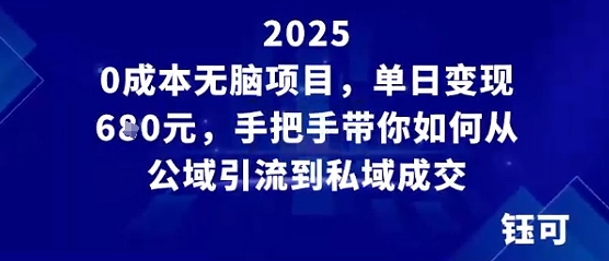 0成本无脑项目，单日变现多张，手把手带你如何从公域引流到私域成交|云雀资源分享