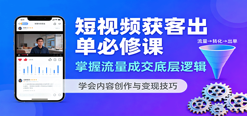 短视频获客出单必修课：掌握流量成交底层逻辑，学会内容创作与变现技巧|云雀资源分享
