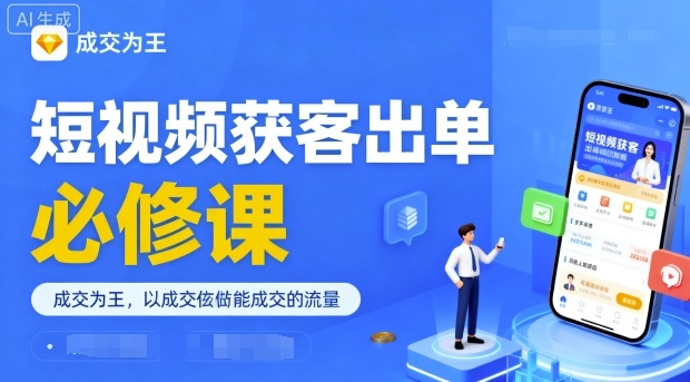 短视频获客出单必修课，成交为王，以成交为导向，直接做能成交的流量|云雀资源分享
