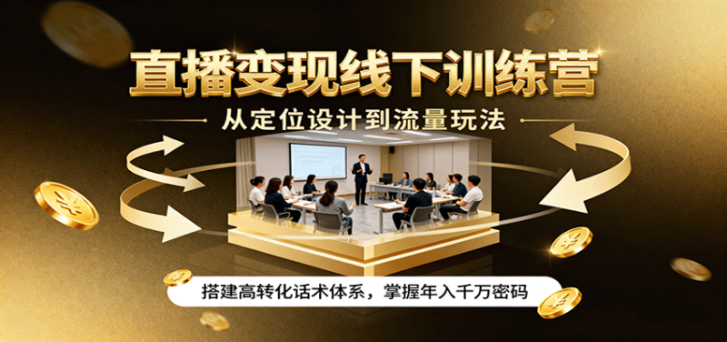 直播变现线下训练营,从定位设计到流量玩法,搭建高转化话术体系,掌握年入千万密码|云雀资源分享