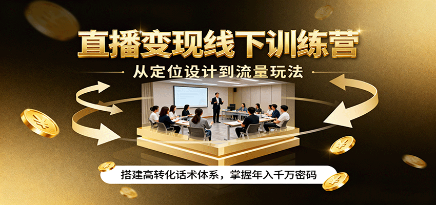 直播变现线下训练营，从定位设计到流量玩法，搭建高转化话术体系，掌握年入千万密码|云雀资源分享