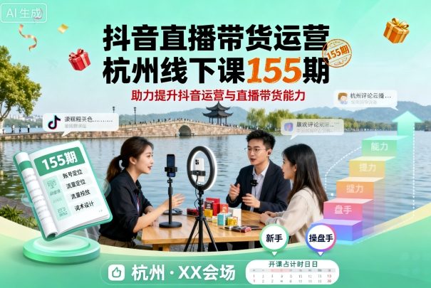 抖音直播带货运营杭州线下课155期，助力提升抖音运营与直播带货能力|云雀资源分享