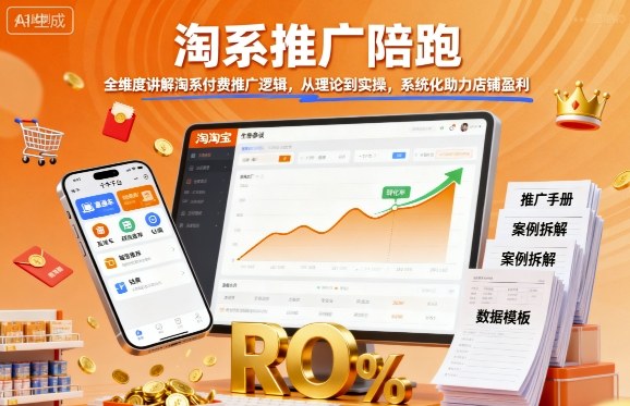 淘系推广陪跑，全维度讲解淘系付费推广逻辑，从理论到实操，系统化助力店铺盈利|云雀资源分享