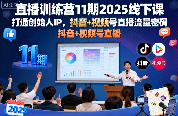 直播训练营11期2025线下课，打通创始人IP，抖音+视频号直播流量密码，教你做出高流量高变现的直播间|云雀资源分享