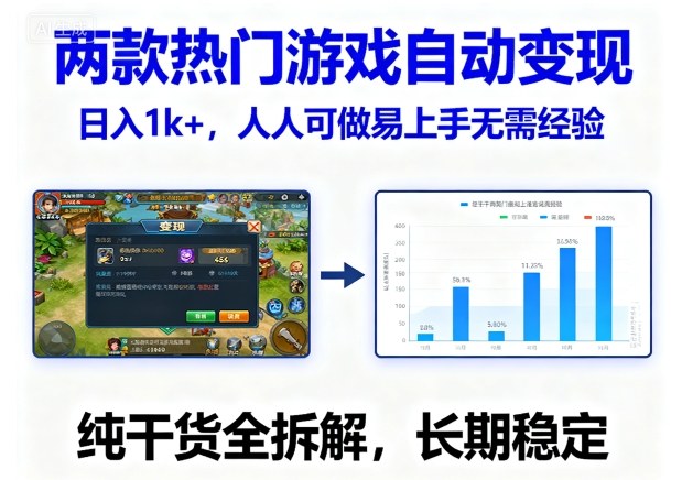 两款热门游戏自动变现，日入1k+，人人可做易上手无需经验，纯干货全拆解，长期稳定【揭秘】|云雀资源分享