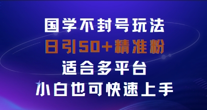国学赛道不封号玩法，日引50+精准粉适合多平台，小白也可快速上手|云雀资源分享