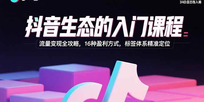 图片[1]-抖音生态的入门课程：流量变现全攻略，16种盈利方式，标签体系精准定位