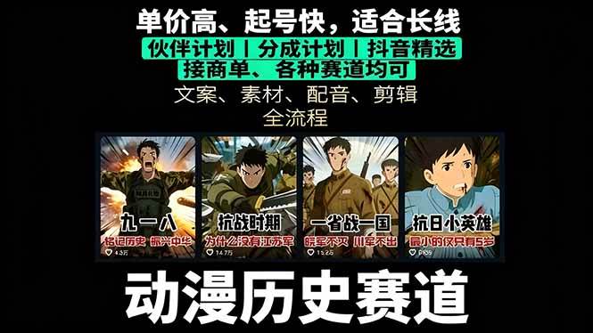 图片[1]-历史动漫赛道撸分成：起号、文案、素材、配音、剪辑，单视频收益破万