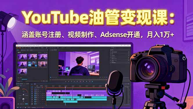 图片[1]-2025YouTube油管变现课：涵盖账号注册、视频制作、Adsense开通，月入1万+