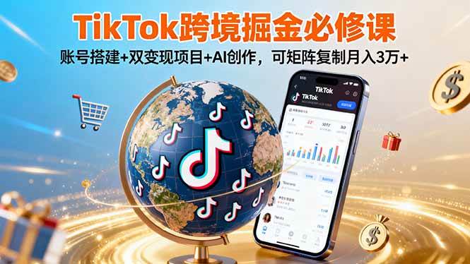图片[1]-TikTo跨境掘金必修课，账号搭建+双变现项目+AI创作，可矩阵复制月入3万+
