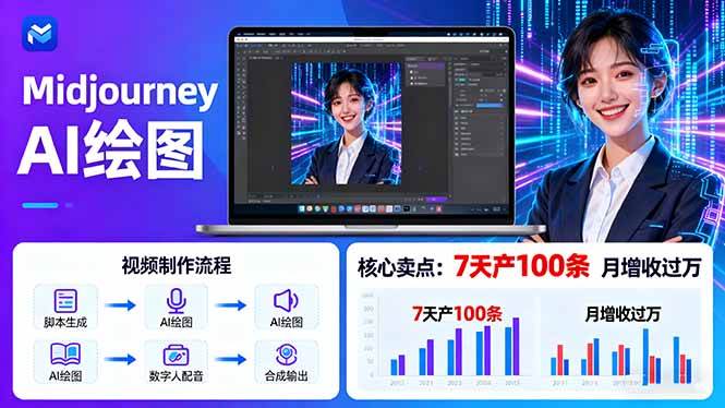 图片[1]-AI绘图照片开口说话视频制作：Midjourney+数字人，7天产100条月增收过万