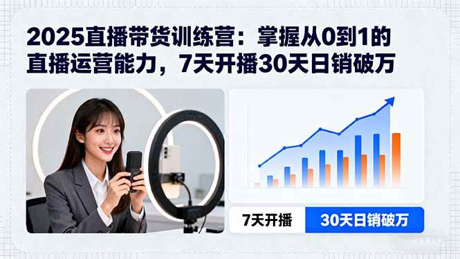 图片[1]-2025直播带货训练营：掌握从0到1的直播运营能力，7天开播30天日销破万