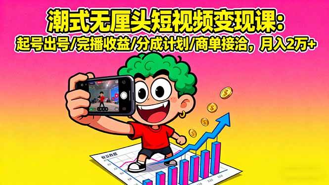 图片[1]-潮式无厘头短视频变现课：起号出号/完播收益/分成计划/商单接洽，月入2万+