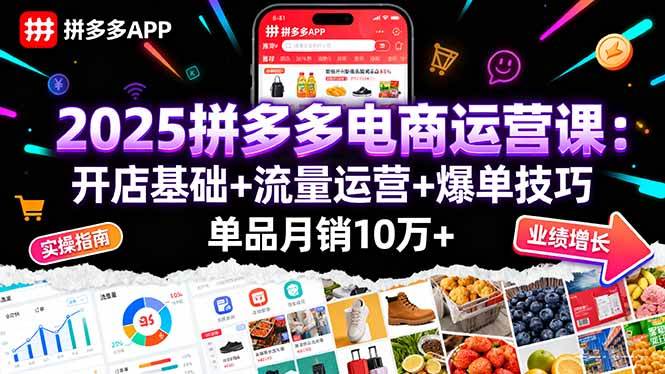 图片[1]-2025拼多多电商运营课：开店基础+流量运营+爆单技巧，单品月销10万+