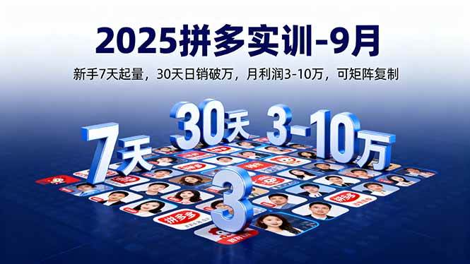 图片[1]-2025拼多多实训-9月：新手7天起量,30天日销破万,月利润3-10万,可矩阵复制