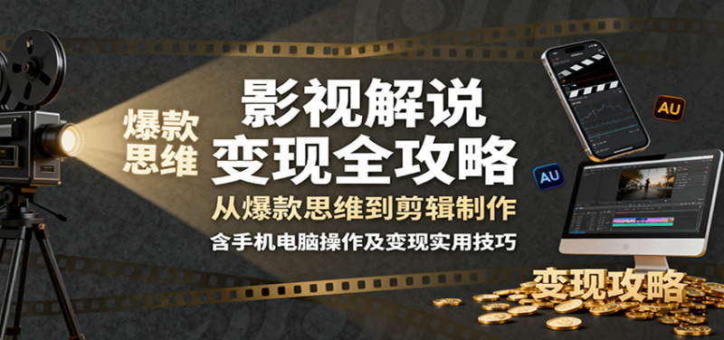影视解说变现全攻略：从爆款思维到剪辑制作，含手机电脑操作及变现实用技巧|云雀资源分享