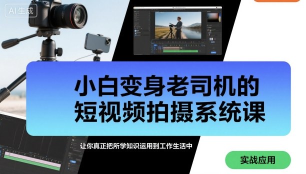 小白变身老司机的短视频拍摄系统课，让你真正把所学知识运用到工作生活中|云雀资源分享