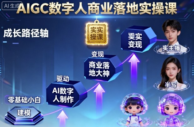 AIGC数字人商业落地实操课，从零基础小白到AI数字人大神|云雀资源分享