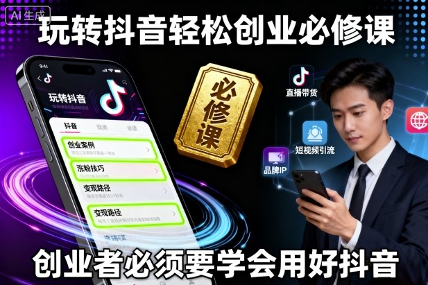 玩转抖音轻松创业必修课，创业者必须要学会用好抖音|云雀资源分享