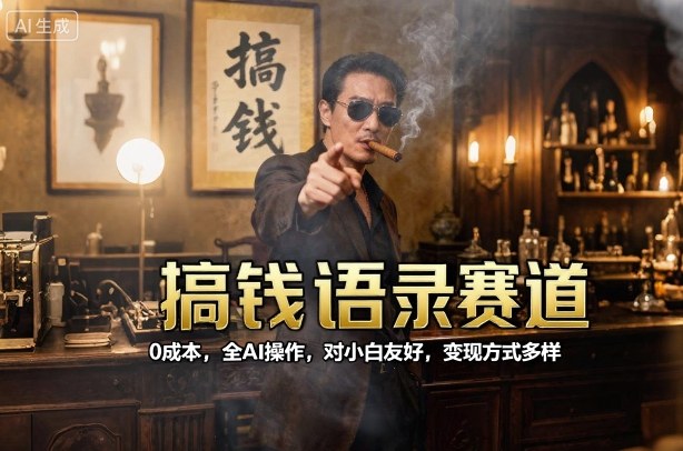 搞钱语录赛道，0成本，全AI操作，对小白友好，变现方式多样|云雀资源分享