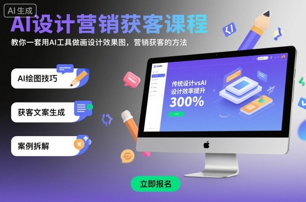 AI设计营销获客课程，教你一套用AI工具做画设计效果图，营销获客的方法|云雀资源分享