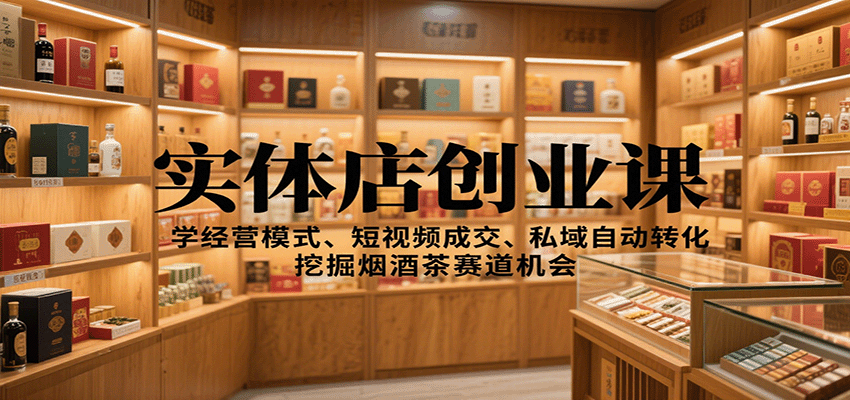 实体店创业课：学经营模式、短视频成交、私域自动转化，挖掘烟酒茶赛道机会|云雀资源分享