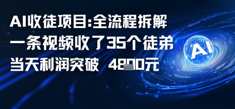 AI收徒项目全流程拆解一条视频收了三十几个徒弟，当天利润突破1k|云雀资源分享