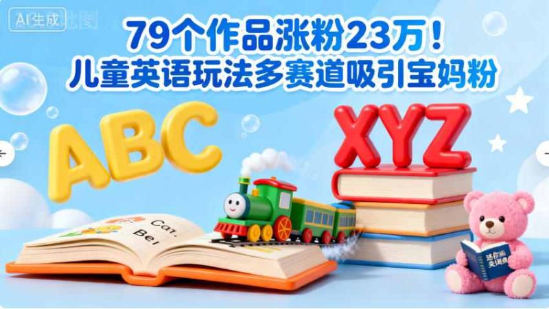79个作品涨粉23w!儿童英语玩法多赛道吸引宝妈粉|云雀资源分享