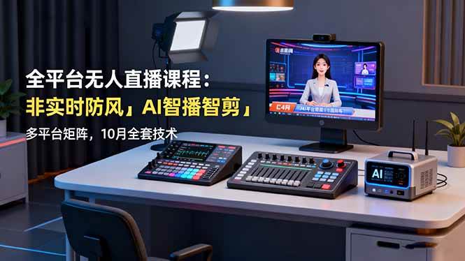 全平台无人直播课程：非实时防风＋AI智播智剪＋多平台矩阵，10月全套技术|云雀资源分享