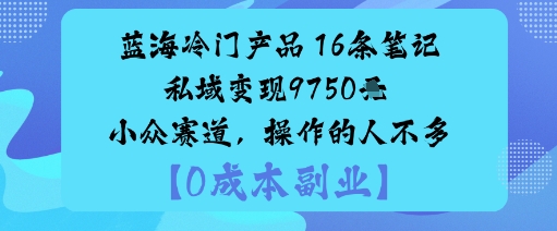 蓝海冷门产品：16条笔记私域变现9750米小众赛道，操作的人不多|云雀资源分享
