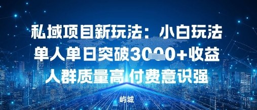 私域项目新玩法：小白玩法单人单日突破1k收益人群质量高付费意识强|云雀资源分享