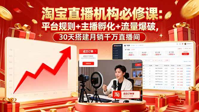 图片[1]-淘宝直播机构必修课：平台规则/主播孵化/流量爆破,30天搭建月销千万直播间