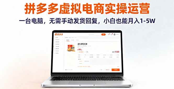 图片[1]-拼多多虚拟电商实操运营，一台电脑，无需手动发货回复，小白也能月入1-5W