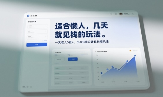 适合懒人，几天就见钱的玩法，一天收入5张+，小众B端公转私长期玩法|云雀资源分享