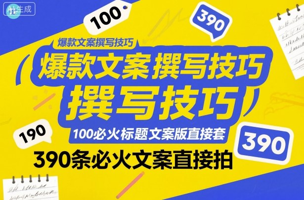 爆款文案撰写技巧，100个必火标题文案模版直接套，390条必火文案直接拍|云雀资源分享
