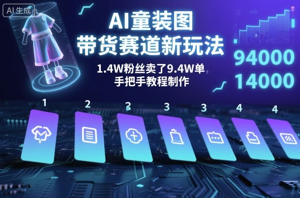 AI童装图文带货赛道新玩法，1.4W粉丝卖了9.4W单，手把手教程制作|云雀资源分享