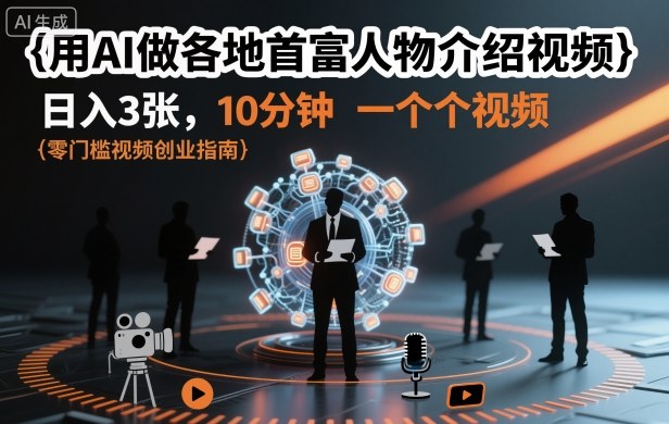 用AI做各地首富人物介绍视频，日入3张，10分钟一个视频|云雀资源分享