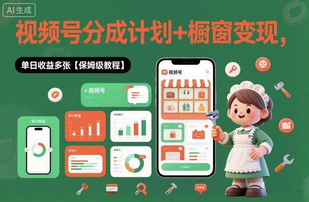 外面收费1980视频号分成计划+橱窗变现，单日收益多张【保姆级教程】|云雀资源分享