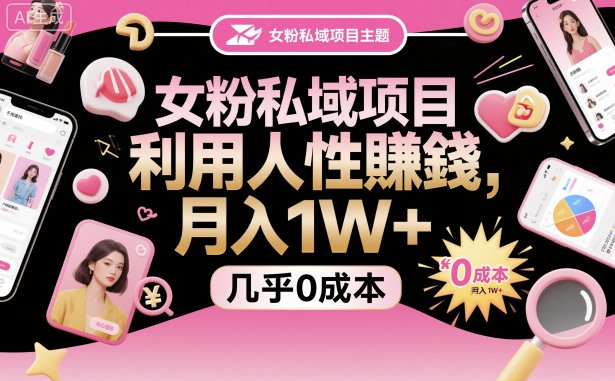 女粉私域项目，利用人性賺钱，月入1W＋，几乎0成本|云雀资源分享