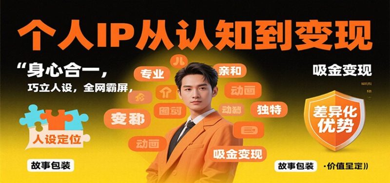 个人IP从认知到变现，身心合一，巧立人设，全网霸屏，吸金变现|云雀资源分享