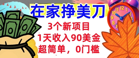 3个新项目，1天收入90美刀，超简单，0门槛，在家挣美刀的首选|云雀资源分享
