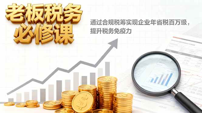 老板税务必修课,通过合规税筹实现企业年省税百万级,提升税务免疫力|云雀资源分享
