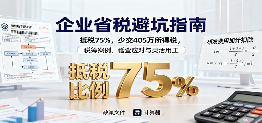 企业省税避坑指南：抵税75%，少交405万所得税，税筹案例，稽查应对与灵活用工|云雀资源分享