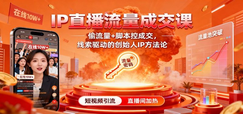 IP直播流量成交课：偷流量+脚本控成交，线索驱动的创始人IP方法论|云雀资源分享