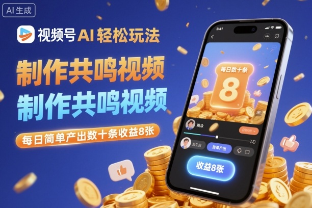 视频号AI轻松玩法，制作共鸣视频，每日简单产出数十条收益8张|云雀资源分享