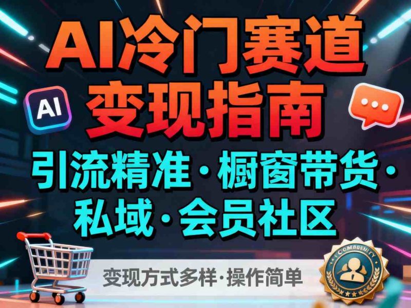 AI冷门赛道，引流精准，橱窗带货+私域+会员社区，变现方式多样，操作简单|云雀资源分享