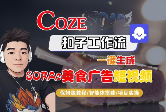 Coze扣子智能体工作流一键生成“SORA2美食广告“短视频，全流程保姆级教学|云雀资源分享