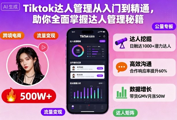 Tiktok达人管理从入门到精通，助你全面掌握达人管理秘籍|云雀资源分享