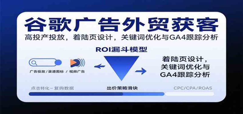 谷歌广告外贸获客，高投产投放，着陆页设计，关键词优化与GA4跟踪分析|云雀资源分享