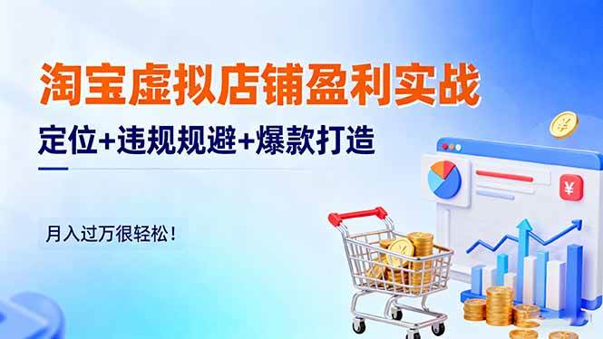 淘宝虚拟店铺盈利实战:定位+违规规避+爆款打造,月入过万很轻松!|云雀资源分享